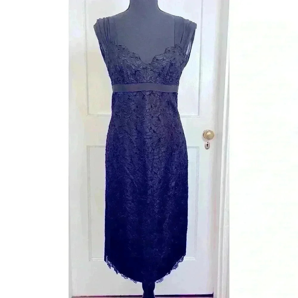 Women’s Silk, Lacey Nicole Miller Black Dress Size 8 - Picture 2 of 16